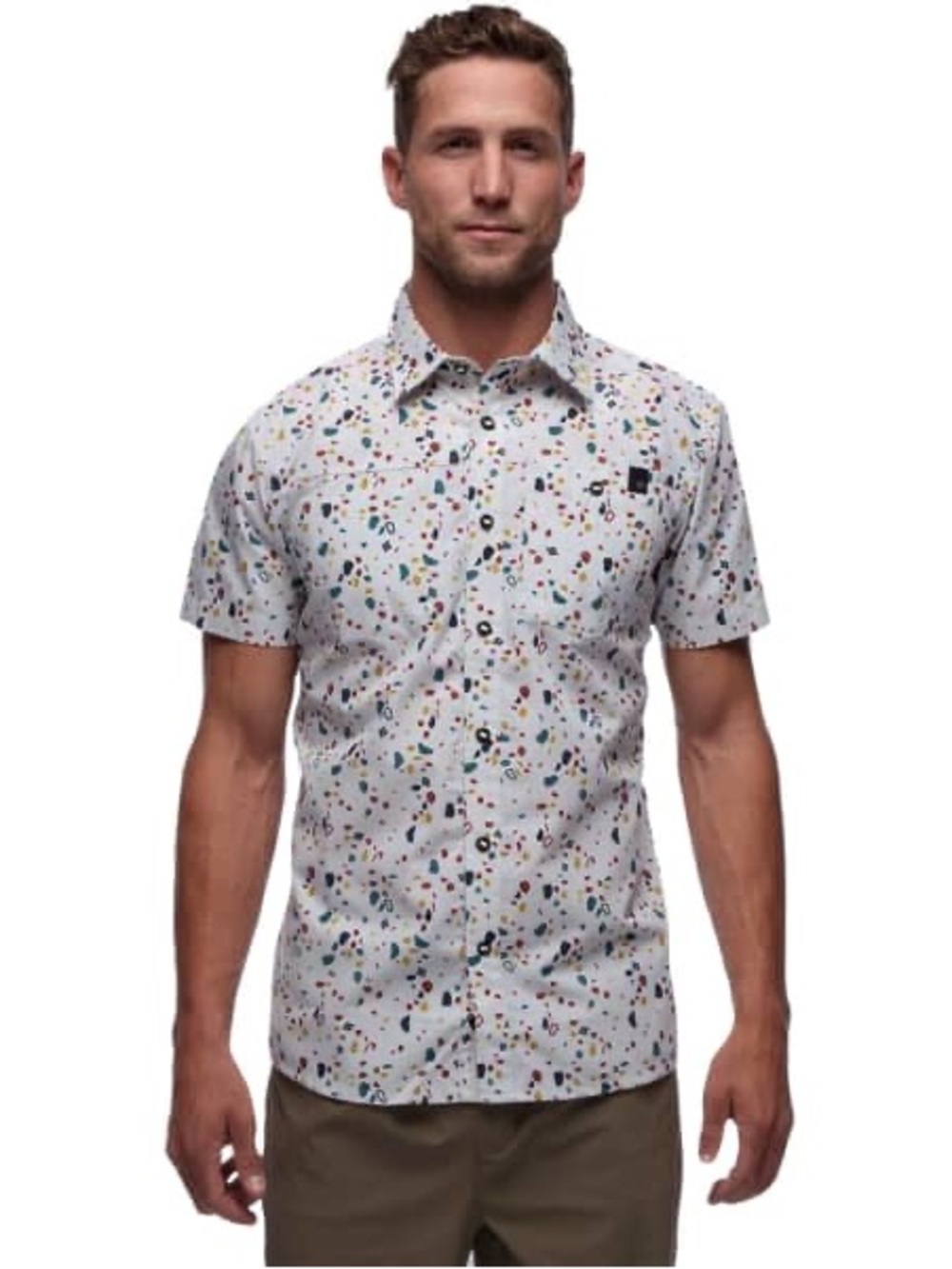 Black Diamond Abstract Climbing Holds Short Sleeve Button Down Shirt XL